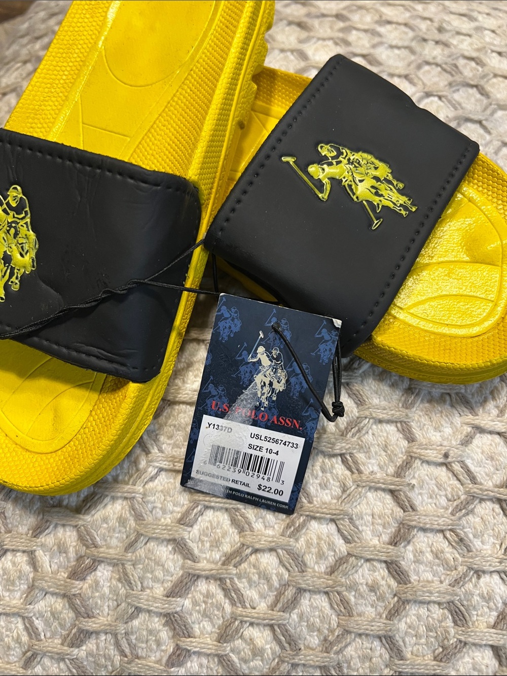 U.S. Polo Assn. Black Strap Yellow Slide Sandals
